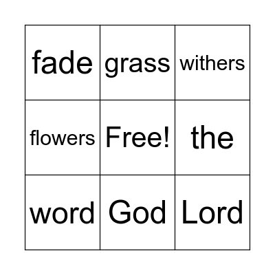 Isaiah 40:8 Bingo Card