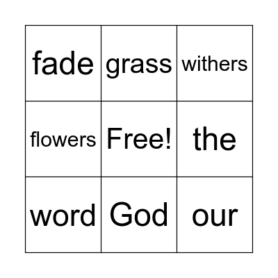 Isaiah 40:8 Bingo Card