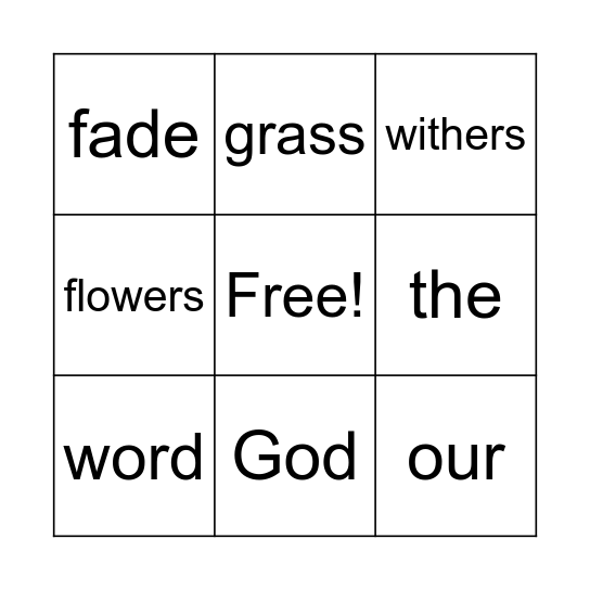 Isaiah 40:8 Bingo Card