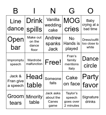 Kiker Wedding Bingo Card