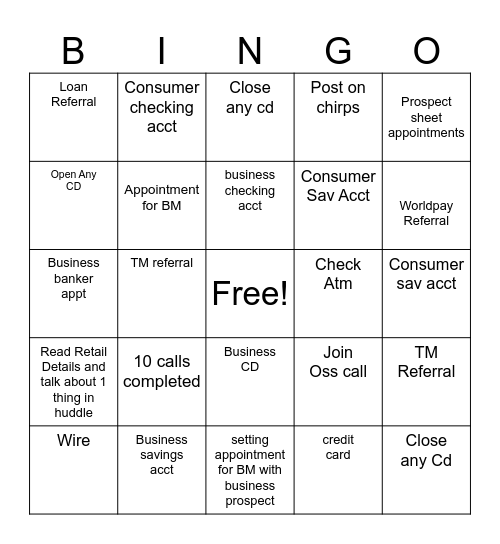 Villa Park Bingo Card