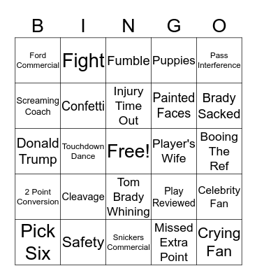 SUPERBOWL BINGO Card