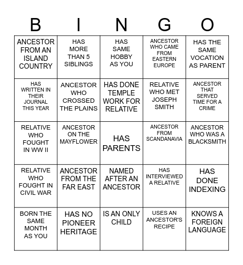 FIND SOMEONE WHO... Bingo Card