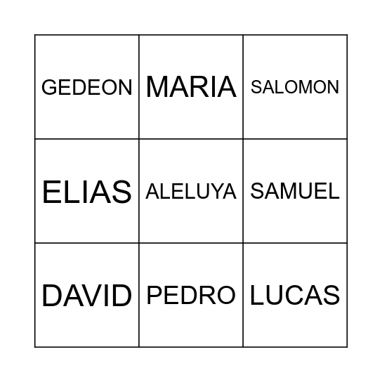 Bingo BIBLICO Bingo Card