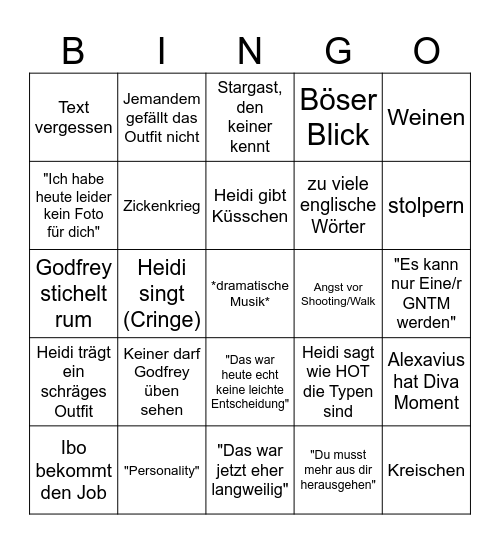 GNTM BINGO Card