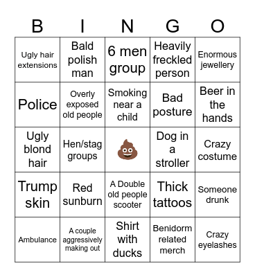 Benidorm bingo Card