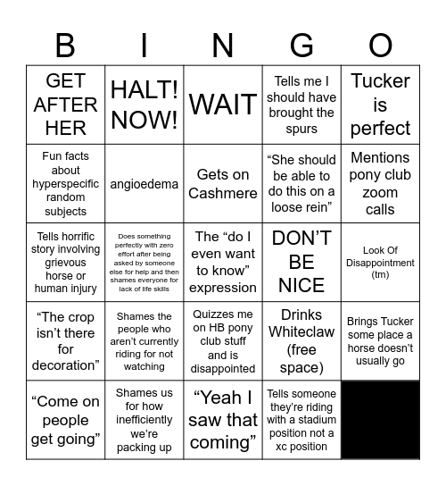 Adria Bingo Card