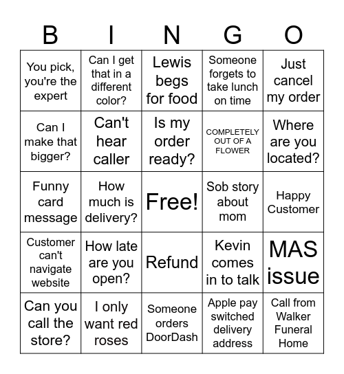 Mother's Day Bingo Card