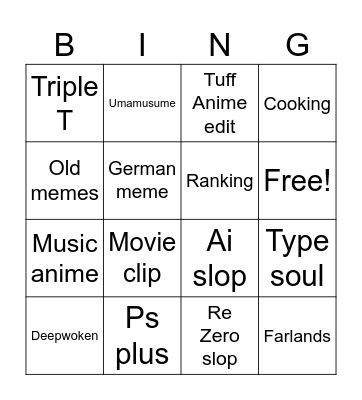 TikTok Bingo Card