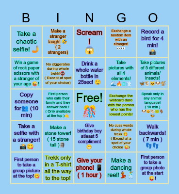 Churrdhar trekk Bingo 😋 Bingo Card