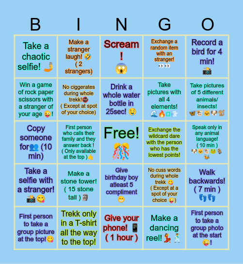 Churrdhar trekk Bingo 😋 Bingo Card