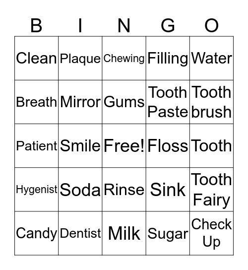 Dental Bingo  Bingo Card