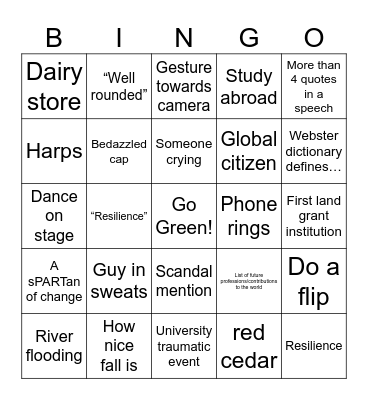 MSU Graduation Bingo Card