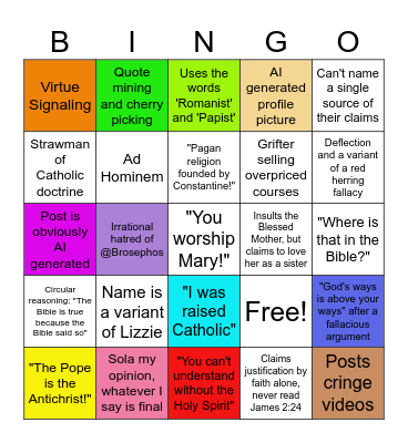 Evangelical Posters on X Bingo Card