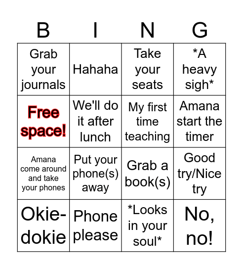 Ms Claudia's phrases BINGO Card