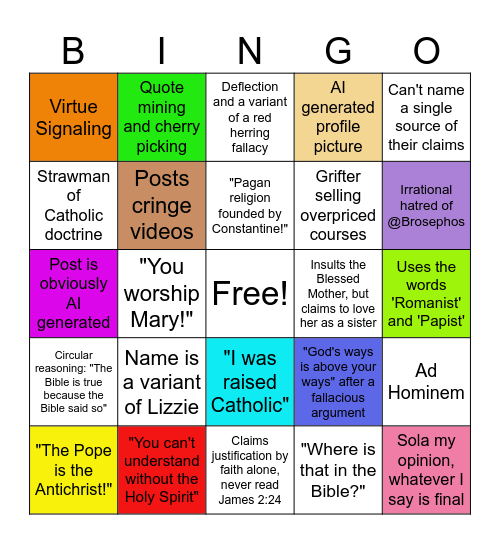 Evangelical Posters on X Bingo Card