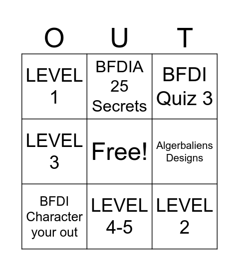 4 new BFDI videos Bingo Card