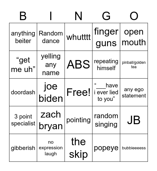 brett beiter bingo Card