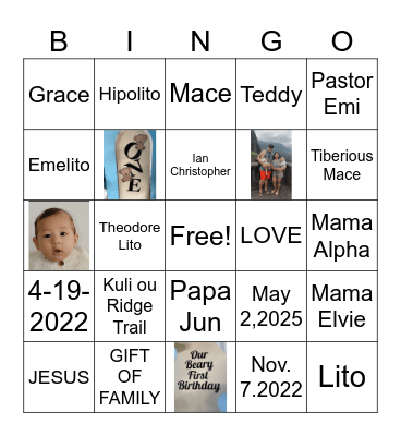 Teddy Bear : ONE Bingo Card