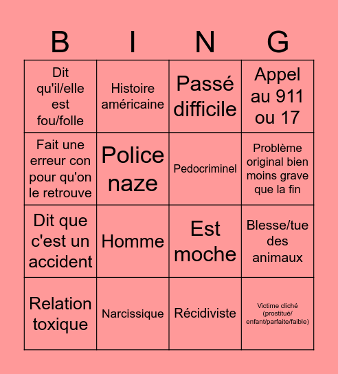 Est-ce un tueur cliché ? Bingo Card