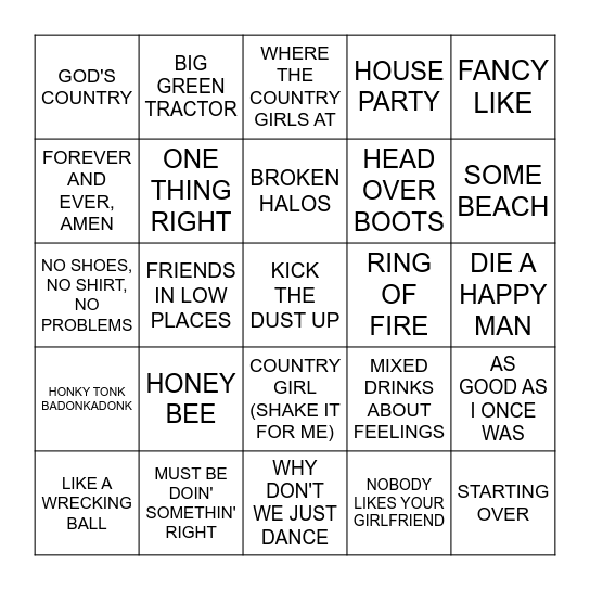 COWBOYS Bingo Card