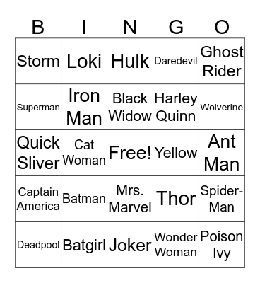 Batman Bingo Card