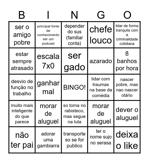 BRASIL Bingo Card