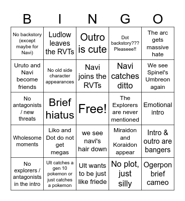 Wonder Voyage! Bingo Card