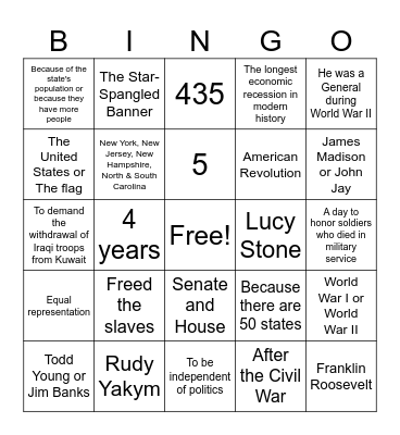 128 Q Bingo Card