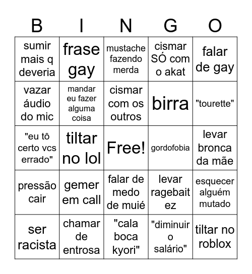 bingo do salada Bingo Card