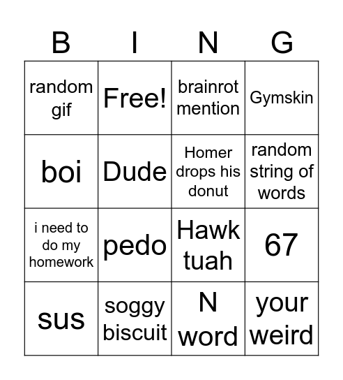 East Bingo Card