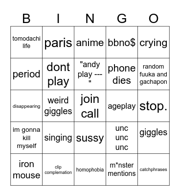 ego bingo Card