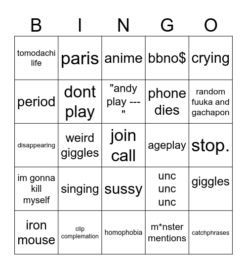 ego bingo Card