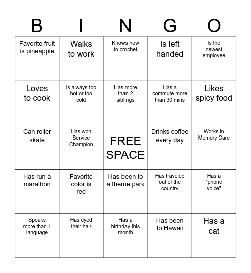 Raffle Bingo: Find Someone Who... Bingo Card