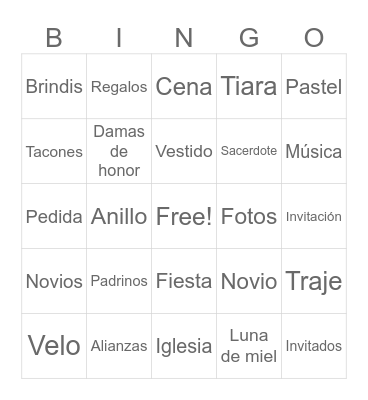 Wedding Bingo Card