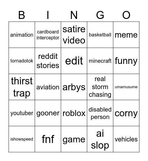 tiktok board Bingo Card