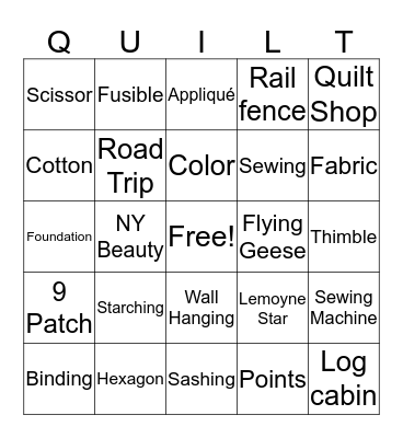 QUILT-O Bingo Card