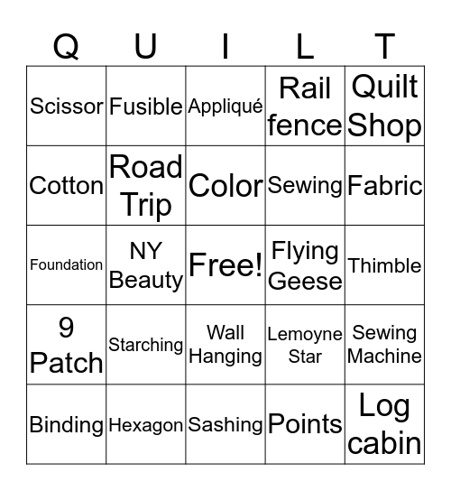 QUILT-O Bingo Card