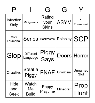 Piggy BM Bingo Card
