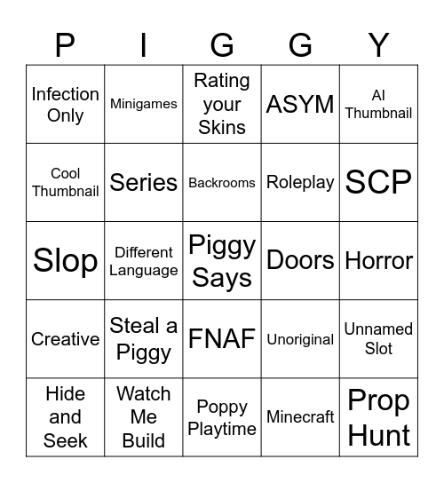 Piggy BM Bingo Card