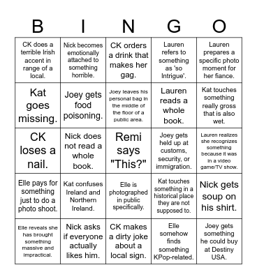 2026 Trip Bingo Card