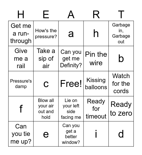 Cardiovascular BINGO Card