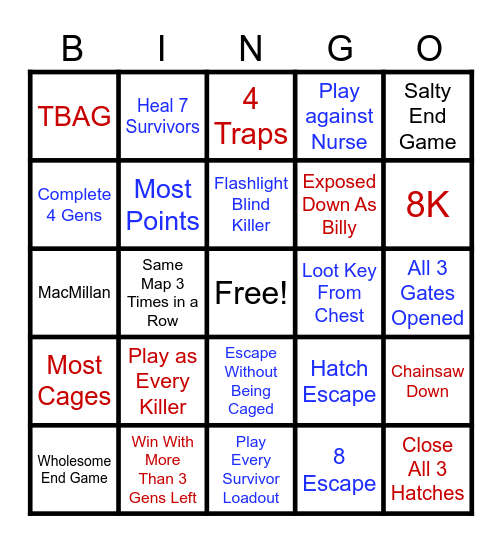 Dbd 2v8 Bingo Card