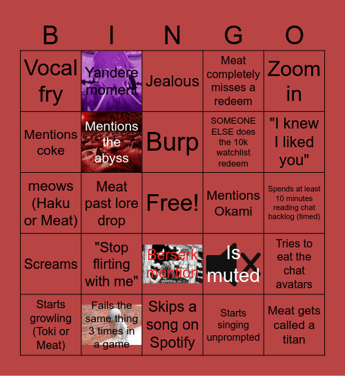 MEAT BINGO Card