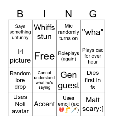 Matt Bingo Card