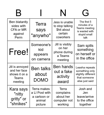 Robert Half Bingo Card