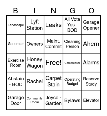 Gardd Parc Bingo Card