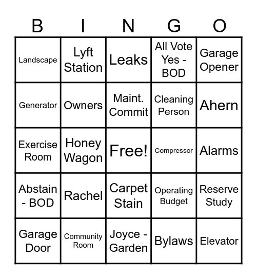 Gardd Parc Bingo Card