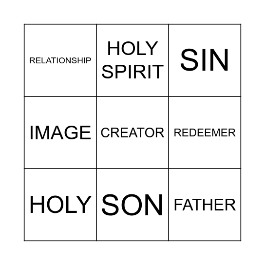 Who is God Bingo Card
