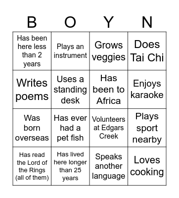 Find someone who... Bingo Card